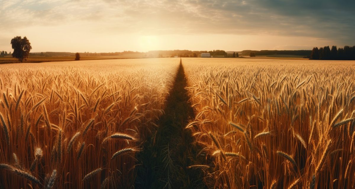 Golden Wheat Field At Sunset, Ai Generated Image